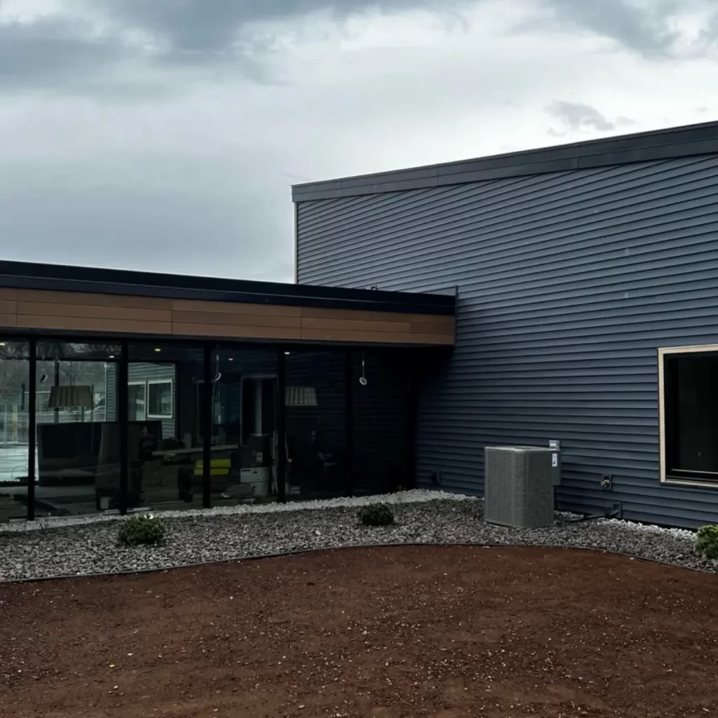 Commercial Building with Blue Lap Siding